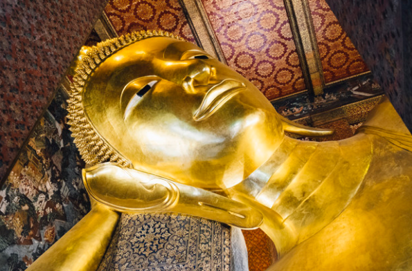 Most beautiful reclining Buddha in Thailand