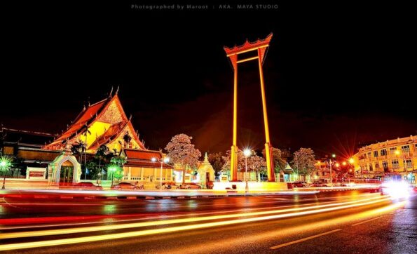 giant swing by night, bangkok