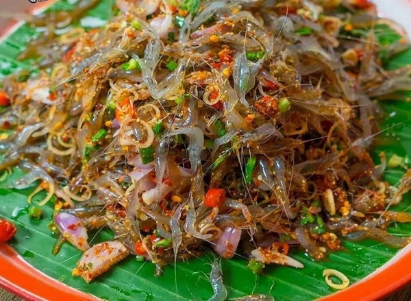 Bangkok Food Tours, spicy dancing shirmp salad